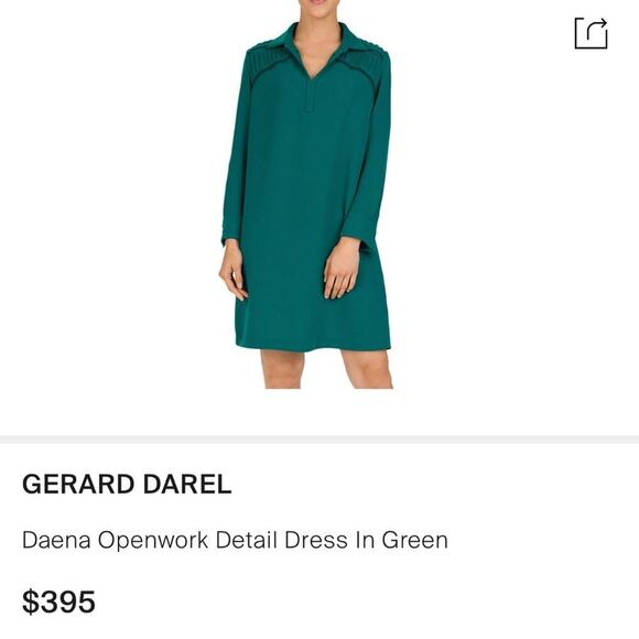 GERARD DAREL Daena Openwork Detail Dress In Green SZ 38/6 - Picture 2 of 10